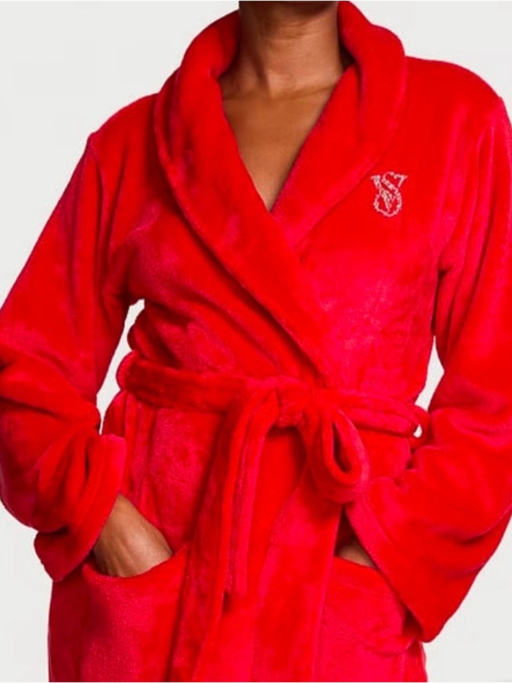 Victoria’s Secret Cozy Short Red Plush Robe Size XS
